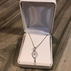 Silver tennis racket Necklace